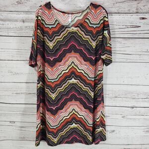 Azules Multicolor  Short Sleeve Boat Neck Dress Size Large